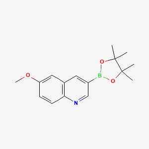 molecular formula C16H20BNO3 B13922736 6-Methoxy-3-(4,4,5,5-tetramethyl-1,3,2-dioxaborolan-2-YL)quinoline 