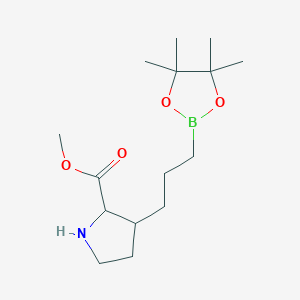 molecular formula C15H28BNO4 B13922765 Methyl 3-(3-(4,4,5,5-tetramethyl-1,3,2-dioxaborolan-2-yl)propyl)pyrrolidine-2-carboxylate 