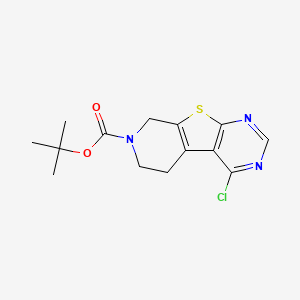 molecular formula C14H16ClN3O2S B1392298 tert-Butyl 4-chloro-5,6-dihydropyrido[4',3':4,5]thieno[2,3-d]pyrimidine-7(8H)-carboxylate CAS No. 946198-89-6