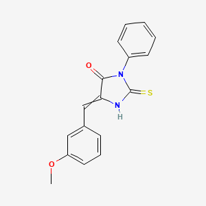 molecular formula C17H14N2O2S B1392310 5-[(3-Methoxyphenyl)methylidene]-3-phenyl-2-sulfanylideneimidazolidin-4-one CAS No. 13109-91-6