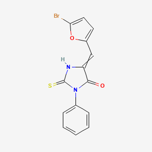 molecular formula C14H9BrN2O2S B1392320 5-[(5-Bromofuran-2-yl)methylidene]-3-phenyl-2-sulfanylideneimidazolidin-4-one CAS No. 1142201-50-0