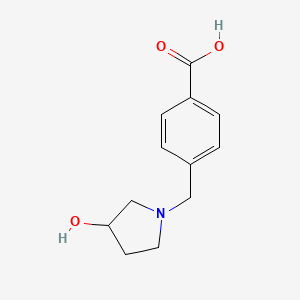 molecular formula C12H15NO3 B1392338 4-[(3-Hydroxypyrrolidin-1-yl)methyl]benzoic acid CAS No. 1155855-91-6