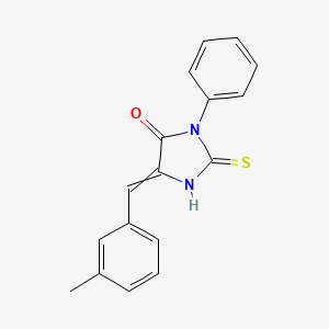 molecular formula C17H14N2OS B1392342 5-[(3-甲基苯基)亚甲基]-3-苯基-2-硫代亚胺咪唑烷-4-酮 CAS No. 890340-05-3