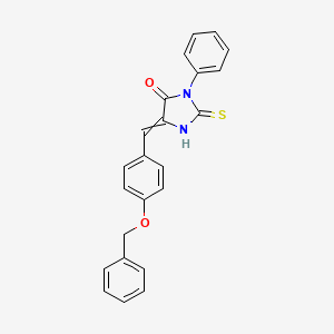 molecular formula C23H18N2O2S B1392343 3-Phenyl-5-[(4-phenylmethoxyphenyl)methylidene]-2-sulfanylideneimidazolidin-4-one CAS No. 469896-60-4