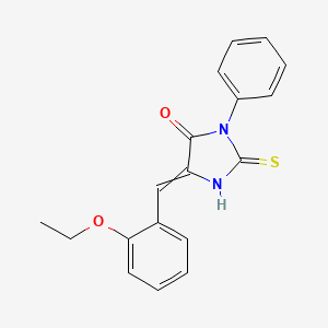 molecular formula C18H16N2O2S B1392346 5-[(2-Ethoxyphenyl)methylidene]-3-phenyl-2-sulfanylideneimidazolidin-4-one CAS No. 897533-18-5