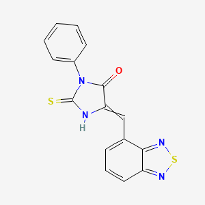 molecular formula C16H10N4OS2 B1392348 5-(2,1,3-Benzothiadiazol-4-ylmethylidene)-3-phenyl-2-sulfanylideneimidazolidin-4-one CAS No. 1142201-49-7