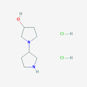 molecular formula C8H18Cl2N2O B1392351 1-(3-Pyrrolidinyl)-3-pyrrolidinol dihydrochloride CAS No. 1220038-15-2