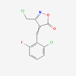 molecular formula C11H6Cl2FNO2 B1392359 4-[(2-氯-6-氟苯基)亚甲基]-3-(氯甲基)-1,2-恶唑-5-酮 CAS No. 1142198-88-6