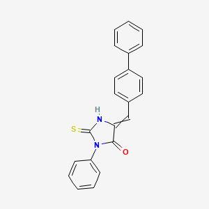 molecular formula C22H16N2OS B1392363 3-フェニル-5-[(4-フェニルフェニル)メチリデン]-2-スルファニリデンイミダゾリジン-4-オン CAS No. 740814-34-0