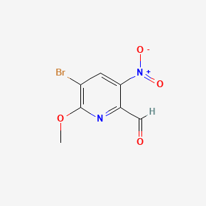 molecular formula C7H5BrN2O4 B13923705 5-Bromo-6-methoxy-3-nitropicolinaldehyde 