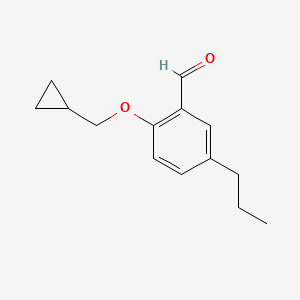 molecular formula C14H18O2 B1392380 2-(Cyclopropylmethoxy)-5-propylbenzaldehyde CAS No. 883528-71-0