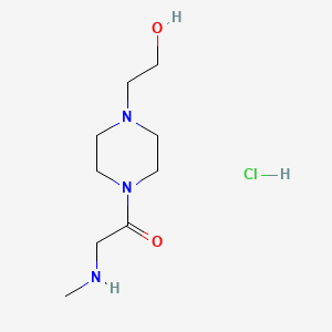 molecular formula C9H20ClN3O2 B1392390 1-[4-(2-Hydroxyethyl)-1-piperazinyl]-2-(methylamino)-1-ethanone hydrochloride CAS No. 1220017-24-2