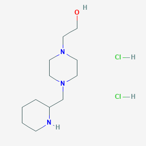 molecular formula C12H27Cl2N3O B1392402 2-[4-(2-Piperidinylmethyl)-1-piperazinyl]-1-ethanol dihydrochloride CAS No. 1220018-91-6