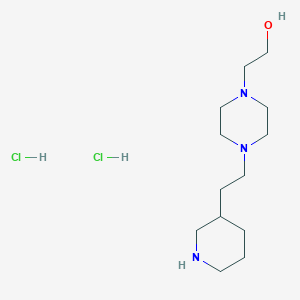 molecular formula C13H29Cl2N3O B1392403 2-{4-[2-(3-Piperidinyl)ethyl]-1-piperazinyl}-1-ethanol dihydrochloride CAS No. 1220038-30-1