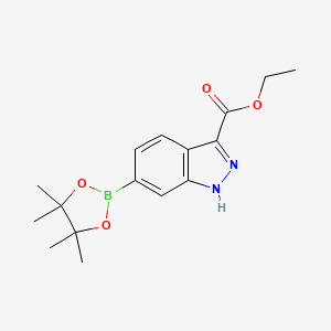 molecular formula C16H21BN2O4 B1392406 6-(4,4,5,5-四甲基-1,3,2-二氧杂硼环丁烷-2-基)-1H-吲唑-3-羧酸乙酯 CAS No. 947191-20-0