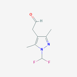 molecular formula C8H10F2N2O B13924339 2-[1-(Difluoromethyl)-3,5-dimethylpyrazol-4-yl]acetaldehyde 