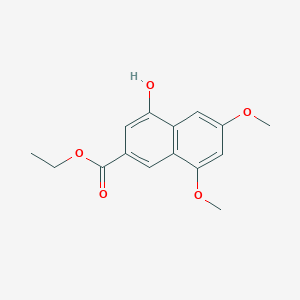 molecular formula C15H16O5 B13924367 4-Hydroxy-6,8-dimethoxy-2-naphthalenecarboxylic acid ethyl ester 