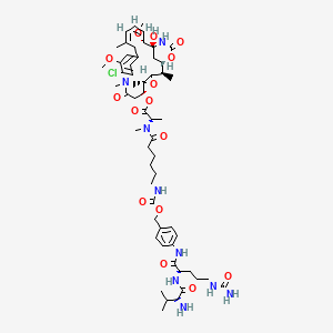 molecular formula C57H82ClN9O15 B13924375 [(1S,2R,3S,5S,6S,16Z,18Z,20R,21S)-11-chloro-21-hydroxy-12,20-dimethoxy-2,5,9,16-tetramethyl-8,23-dioxo-4,24-dioxa-9,22-diazatetracyclo[19.3.1.110,14.03,5]hexacosa-10,12,14(26),16,18-pentaen-6-yl] (2S)-2-[6-[[4-[[(2S)-2-[[(2S)-2-amino-3-methylbutanoyl]amino]-5-(carbamoylamino)pentanoyl]amino]phenyl]methoxycarbonylamino]hexanoyl-methylamino]propanoate 