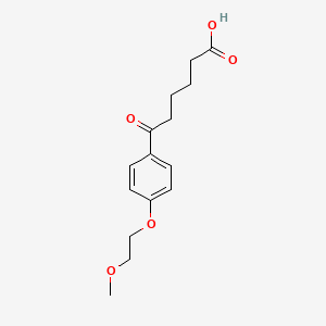 molecular formula C15H20O5 B1392444 6-[4-(2-Methoxyethoxy)phenyl]-6-oxohexanoic acid CAS No. 1049131-06-7