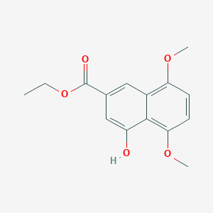 molecular formula C15H16O5 B13924448 2-Naphthalenecarboxylic acid, 4-hydroxy-5,8-dimethoxy-, ethyl ester CAS No. 147589-45-5