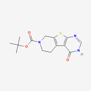 molecular formula C14H17N3O3S B1392449 tert-Butyl 4-oxo-3,5,6,8-tetrahydropyrido[4',3':4,5]thieno[2,3-d]pyrimidine-7(4H)-carboxylate CAS No. 874801-60-2