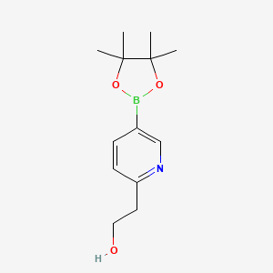 molecular formula C13H20BNO3 B13924506 5-(4,4,5,5-Tetramethyl-1,3,2-dioxaborolan-2-yl)-2-pyridineethanol 