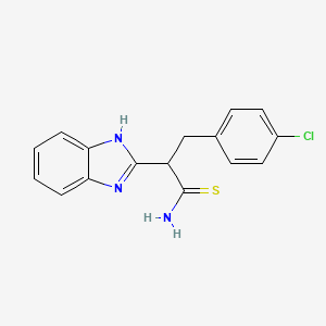 molecular formula C16H14ClN3S B1392460 2-(1H-1,3-benzodiazol-2-yl)-3-(4-chlorophenyl)propanethioamide CAS No. 1260920-39-5