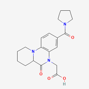 molecular formula C19H23N3O4 B1392463 [6-氧代-3-(吡咯烷-1-基羰基)-6,6a,7,8,9,10-六氢-5H-吡啶并[1,2-a]喹喔啉-5-基]乙酸 CAS No. 1219289-06-1