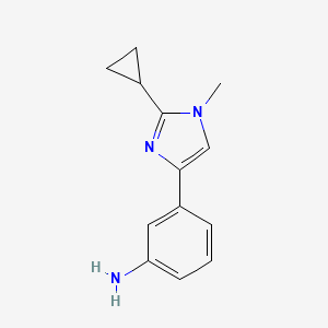 molecular formula C13H15N3 B13924668 3-(2-Cyclopropyl-1-methyl-1H-imidazol-4-yl)aniline 