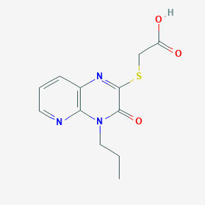 molecular formula C12H13N3O3S B1392468 [(3-Oxo-4-propyl-3,4-dihydropyrido[2,3-b]pyrazin-2-yl)thio]acetic acid CAS No. 1243105-87-4