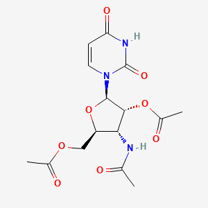 molecular formula C15H19N3O8 B13924710 [(2S,3R,4R,5R)-3-acetamido-4-acetyloxy-5-(2,4-dioxopyrimidin-1-yl)oxolan-2-yl]methyl acetate 