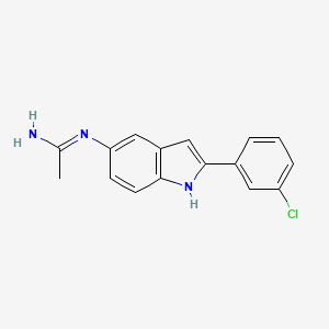 molecular formula C16H14ClN3 B13924756 n-[2-(3-Chlorophenyl)-1h-indol-5-yl]acetamidine 