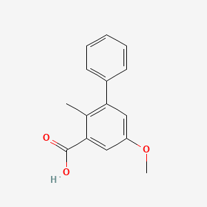 molecular formula C15H14O3 B13924829 5-Methoxy-2-methyl-[1,1-biphenyl]-3-carboxylicacid 