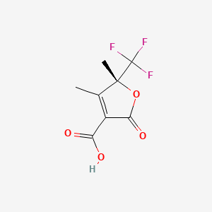 molecular formula C8H7F3O4 B13924869 (5R)-2,5-Dihydro-4,5-dimethyl-2-oxo-5-(trifluoromethyl)-3-furancarboxylic acid 