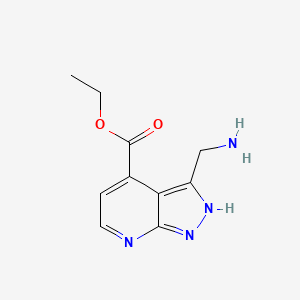 molecular formula C10H12N4O2 B13924998 Ethyl 3-(aminomethyl)-1H-pyrazolo[3,4-b]pyridine-4-carboxylate 