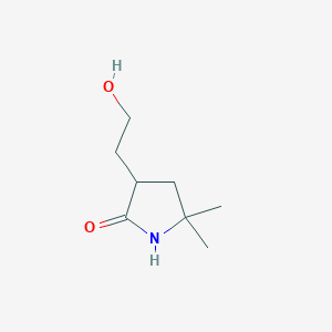 molecular formula C8H15NO2 B13925017 3-(2-hydroxyethyl)-5,5-dimethyl-2-Pyrrolidinone 