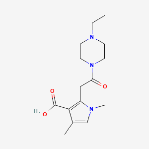 molecular formula C15H23N3O3 B1392505 2-[2-(4-Ethylpiperazin-1-yl)-2-oxoethyl]-1,4-dimethyl-1H-pyrrole-3-carboxylic acid CAS No. 1242925-09-2