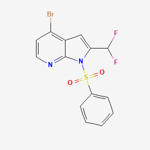 molecular formula C14H9BrF2N2O2S B13925057 1H-Pyrrolo[2,3-b]pyridine, 4-bromo-2-(difluoromethyl)-1-(phenylsulfonyl)- 