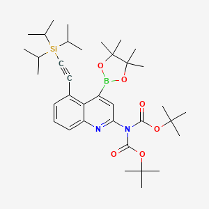 molecular formula C36H55BN2O6Si B13925084 Di-tert-butyl (4-(4,4,5,5-tetramethyl-1,3,2-dioxaborolan-2-yl)-5-((triisopropylsilyl)ethynyl)quinolin-2-yl)iminodicarbonate 