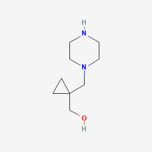 molecular formula C9H18N2O B13925189 1-(1-Piperazinylmethyl)cyclopropanemethanol 