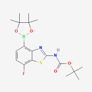 molecular formula C18H24BFN2O4S B13925229 tert-Butyl (7-fluoro-4-(4,4,5,5-tetramethyl-1,3,2-dioxaborolan-2-yl)benzo[d]thiazol-2-yl)carbamate 