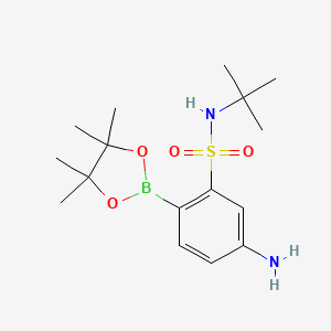 molecular formula C16H27BN2O4S B13925230 5-Amino-N-(tert-butyl)-2-(4,4,5,5-tetramethyl-1,3,2-dioxaborolan-2-yl)benzenesulfonamide 