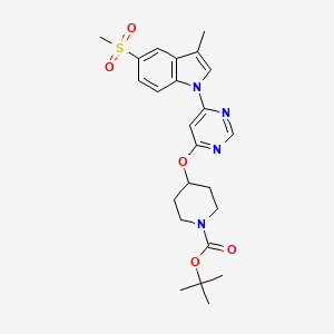 molecular formula C24H30N4O5S B13925286 tert-butyl 4-((6-(3-methyl-5-(methylsulfonyl)-1H-indol-1-yl)pyrimidin-4-yl)oxy)piperidine-1-carboxylate 