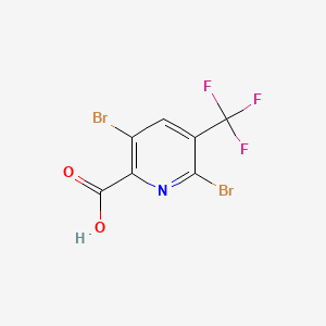 molecular formula C7H2Br2F3NO2 B13925362 3,6-Dibromo-5-(trifluoromethyl)picolinic acid 