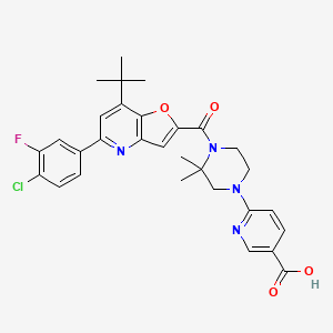 6-[4-[7-tert-butyl-5-(4-chloro-3-fluorophenyl)furo[3,2-b]pyridine-2-carbonyl]-3,3-dimethylpiperazin-1-yl]pyridine-3-carboxylic acid