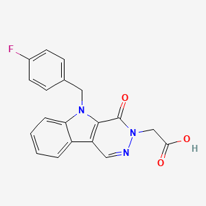 molecular formula C19H14FN3O3 B1392574 [5-(4-氟苄基)-4-氧代-4,5-二氢-3H-吡哒嗪并[4,5-b]吲哚-3-基]乙酸 CAS No. 1243005-12-0