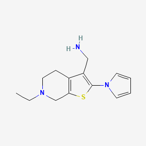 molecular formula C14H19N3S B1392581 {[6-Ethyl-2-(1H-pyrrol-1-yl)-4,5,6,7-tetrahydrothieno[2,3-c]pyridin-3-yl]methyl}amine CAS No. 1242928-21-7