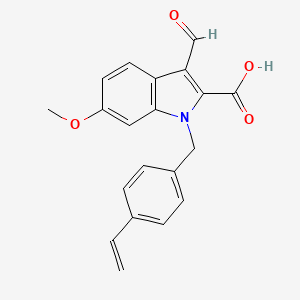 molecular formula C20H17NO4 B1392583 3-甲酰-6-甲氧基-1-(4-乙烯基苄基)-1H-吲哚-2-羧酸 CAS No. 1242881-22-6