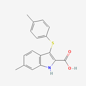 molecular formula C17H15NO2S B1392588 6-甲基-3-[(4-甲苯基)硫代]-1H-吲哚-2-羧酸 CAS No. 1243075-84-4