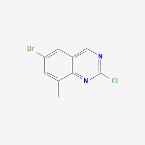 molecular formula C9H6BrClN2 B13925911 6-Bromo-2-chloro-8-methylquinazoline 